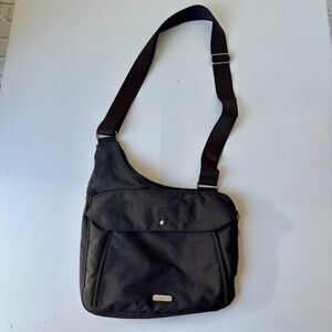 BAGGALLINI Crossbody Nylon Sling Bag Purse Asymmetrical Brown Travel Adjustable
